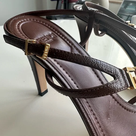Fendi brown heels sandals